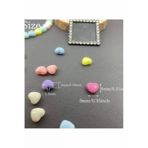 60 gr (300 adet) Şeker Rengi Akrilik Kalp Boncuklar Renkli Karışık Plastik Pastel Boncuklar Ara Boncuk Kalp Şekilli Kolye Bilezik için