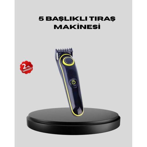 5 Başlıklı Şarjlı Tıraş Makinesi – Saç, Sakal, Burun Ve Vücut İçin Çok Fonksiyonlu Bakım Seti