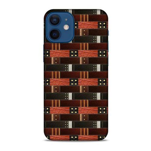 Apple iPhone 12 Mini Kılıf Patchwork (19) Kılıfları Kahve Turuncu