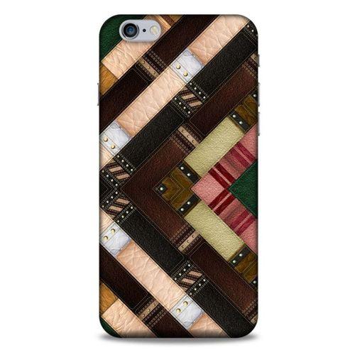 Apple Iphone 6S Plus Kılıf Patchwork (7) Telefon Kılıfı Koyu Kahverengi