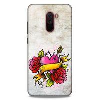 Lopard Xiaomi Pocophone F1 Uyumlu Kılıf Tattoo's (12) Koruyucu Silikon Gri Pembe