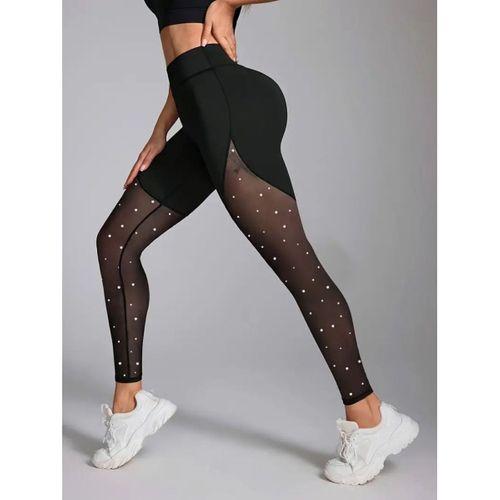 Kadın Yüksek Bel Asimetrik Kesim Detaylı Taşlı Tüllü Spor Dalgıç Tayt