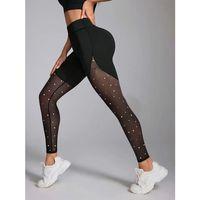 Kadın Yüksek Bel Asimetrik Kesim Detaylı Taşlı Tüllü Spor Dalgıç Tayt