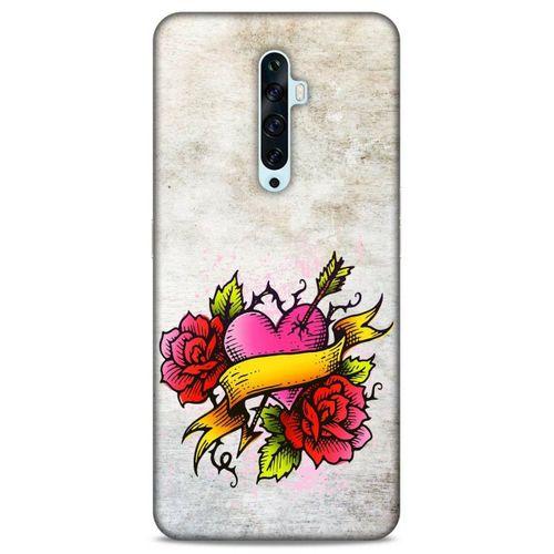 Lopard Oppo Reno 2z Uyumlu Kılıf Tattoo's (12) Koruyucu Silikon Gri Pembe