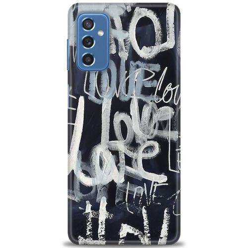Samsung Galaxy M52 5G Kılıf HD Baskılı Kılıf - Gri Love + Tam Ekran Koruyucu