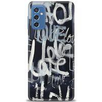 Samsung Galaxy M52 5G Kılıf HD Baskılı Kılıf - Gri Love + Tam Ekran Koruyucu