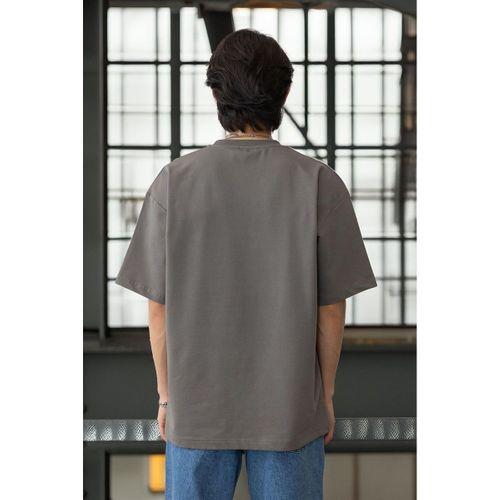 Cep Baskılı İki İplik Kumaş Pamuklu Oversize Erkek T-Shirt - Kapari