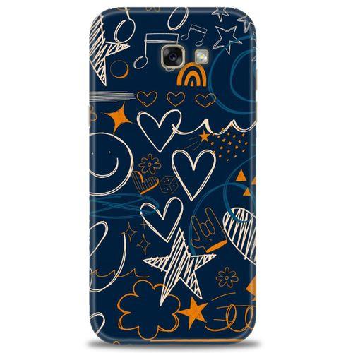Samsung Galaxy A7 2017 / A720 Kılıf HD Baskılı Kılıf - Notalar ve Kalpler + Tam Ekran Koruyucu