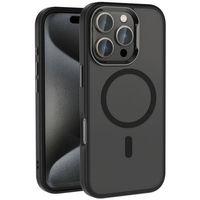 Apple iPhone 16 Pro Kılıf M-safe Şarj Özellikli Parlak Kamera Çerçeveli Zore Kost Kapak