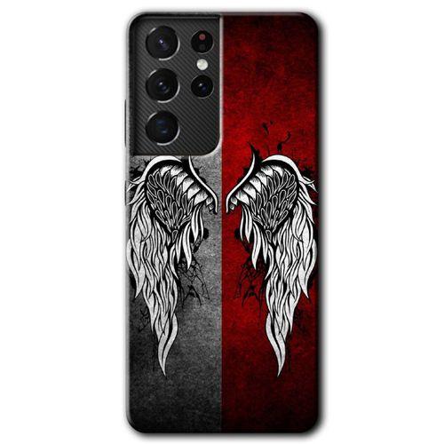 MRCİLETİSİM Samsung Galaxy S21 Ultra Kılıf HD Desen Baskılı Arka Kapak + Temperli Cam - Lucifer