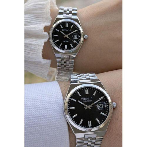 Ferrucci Çift Sevgili Saati Çelik Kordon 3 Atm Suya Dayanıklı Kol Saati VS.BLKT.0830