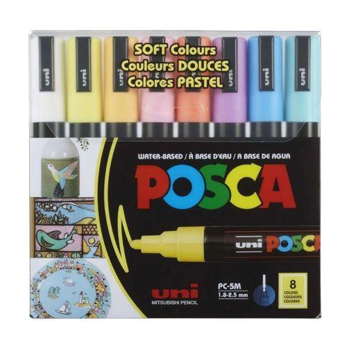 UNİBALL POSCA (1.8-2.5) SU BAZLI BOYAMA MARKÖRÜ SOFT RENK 8'li SET ( N ) (UNİ-PC-5M)/ 8C SC SET