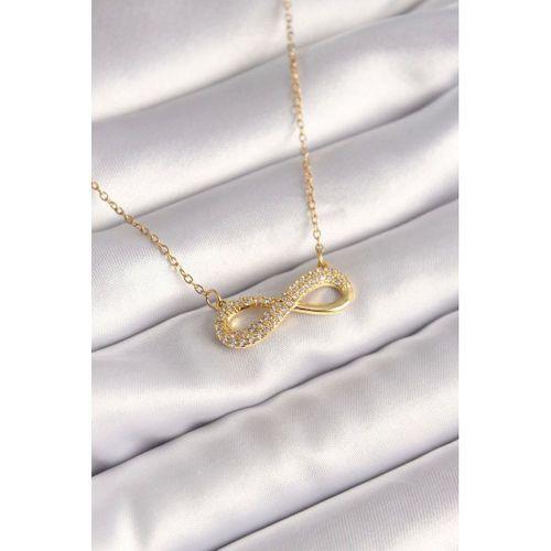 316L Çelik Gold Renk Zincir Zirkon Taşlı Sonsuzluk Model Kadın Kolye