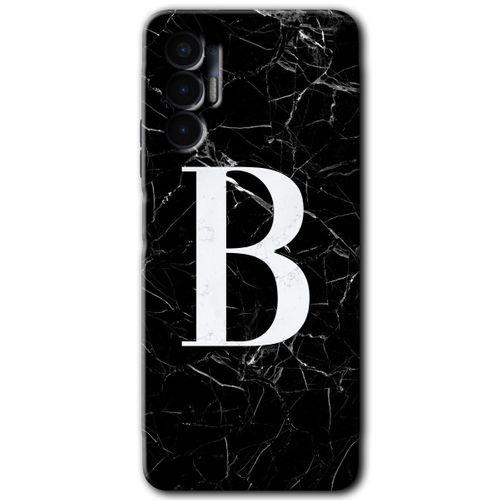 Tecno Spark 8 Pro Kılıf HD Desen Baskılı Arka Kapak - Siyah Mermer Desenli B Harfi
