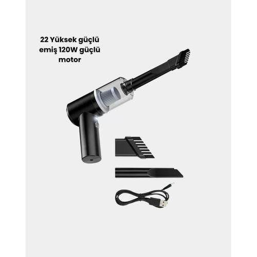 Taşınabilir Vakumlu Araç Süpürgesi – Katlanabilir Sap, Yıkanabilir Filtre, 120w Motor