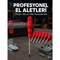 Profesyonel 7 Parça Tornavida Seti Ergonomik Saplı El Aleti