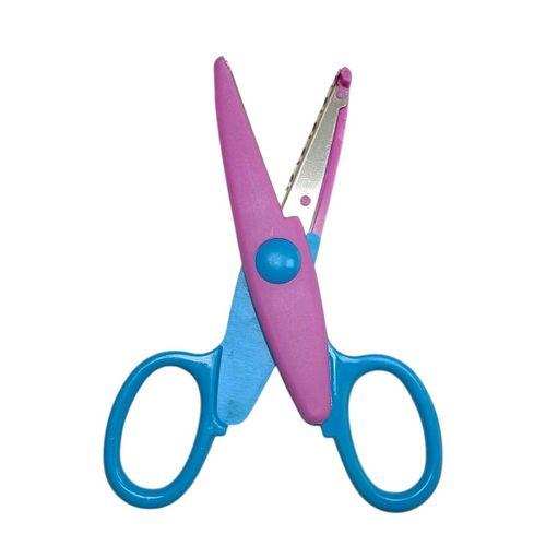 LINEA ŞEKİLLİ KESEN ÇİFT RENKLİ OKUL MAKASI ( Mavi-Pembe )