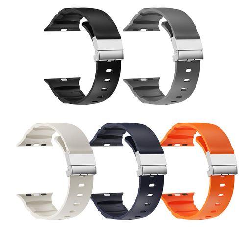 Apple Watch 44mm Zore KRD-145 Metal Tokalı Silikon Kordon