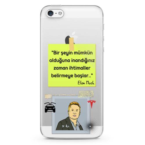 Apple iPhone 5 Kılıf Caps-Elon Musk Arka Kapak Koruma Desenli Full Koruyucu