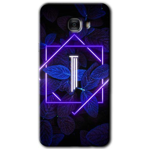 Samsung Galaxy C9 Pro HD Baskılı Kılıf + 9D Tam Ekran Koruyucu - Dark Neon Yaprak I Harfi