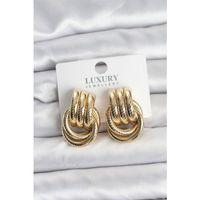 Gold Renk Halka Modelli Pirinç Kadın Küpe