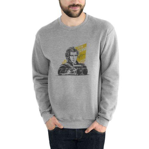 Formula F1 Ayrton Senna f1 Car Baskılı Gri Erkek Sweatshirt