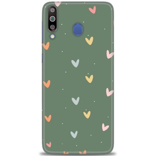 Samsung Galaxy M30 Kılıf HD Baskılı Kılıf - Soft Kalpler + Tam Ekran Koruyucu