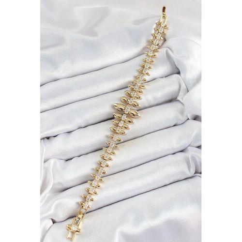 Pirinç Kurşun Model Zirkon Taşlı Gold Renk VİP Seri Kadın Bileklik