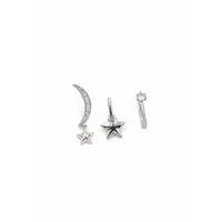 3'lü Taşlı Halka Küpe - Gümüş