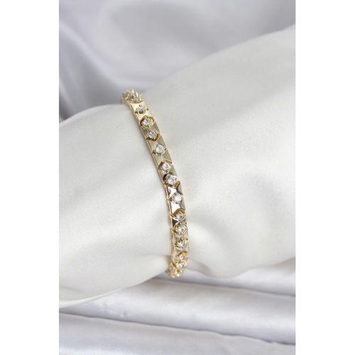 Pirinç Gold Renk Zirkon Taşlı Kadın Bileklik