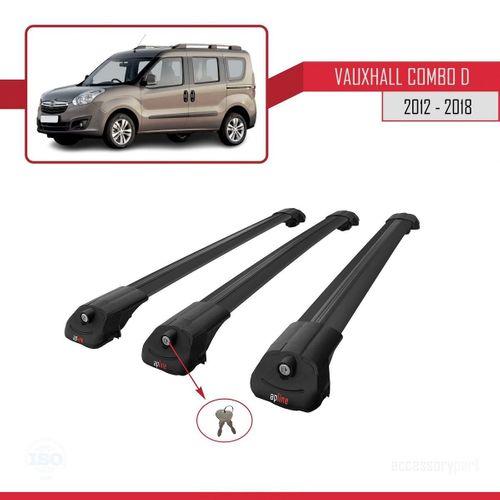 Vauxhall Combo D 2012-2018 Arası ile uyumlu ACE-1 Ara Atkı Tavan Barı SİYAH 3 ADET BAR