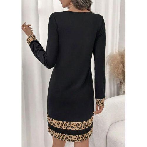 Kadın Uzun Kollu Bisiklet Yaka Mini Ithal Krep Elbise