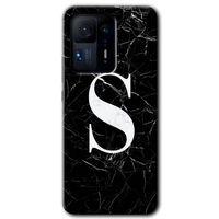 MRCİLETİSİM Xiaomi Mi Mix 4 Kılıf HD Desen Baskılı Arka Kapak+Temperli Cam - Siyah Mermer Desenli S Harfi