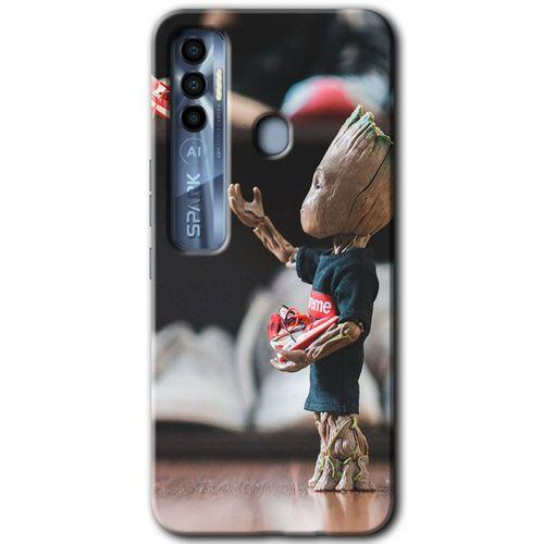 Tecno Spark 7 Pro HD Baskılı Kılıf + 9D Tam Ekran Koruyucu - I am Groot