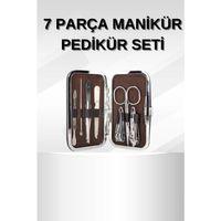 Manikür Pedikür Seti 7 Parça Tırnak Makası Kaş Makası Cımbız Çantalı