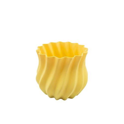 3d Kıvrımlı Sarı Vazo Modern Dekoratif Ev Aksesuarı Şık Tasarım