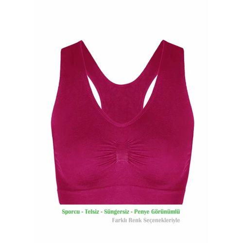 Alışveriş Meydanı Kadın Fuşya Pedsiz Likralı Sporcu Sütyeni Büstiyeri