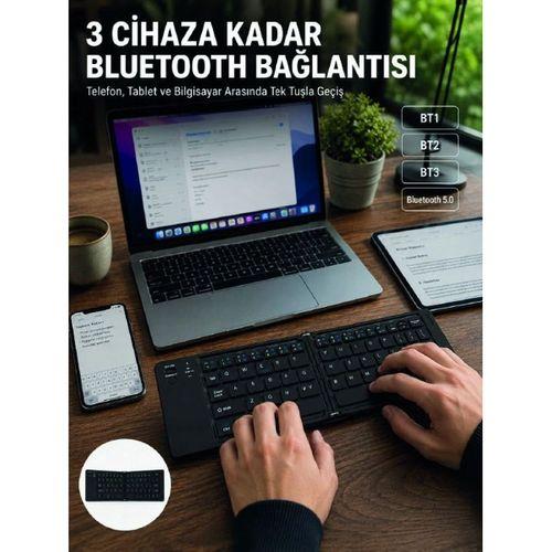 Katlanır Bluetooth Klavye Telefon Tablet Laptop Uyumlu Kablosuz Klavye