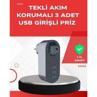 2500w Güç Destekli Akım Korumalı Priz – 3 Usb Çıkışlı