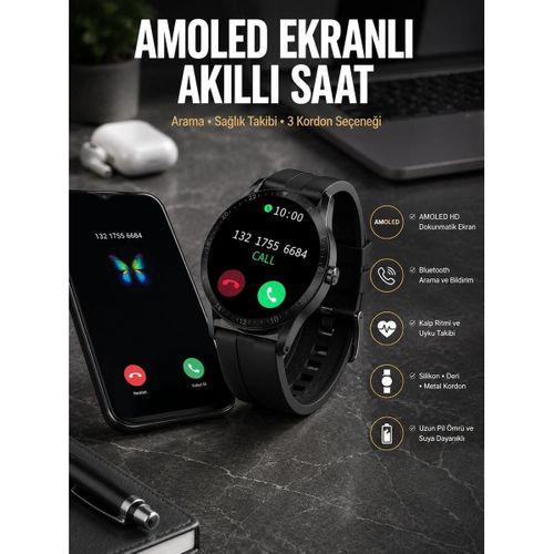 Akıllı Saat Amoled Ekran 3 Kordonlu Nfc Ve Gps Uyumlu
