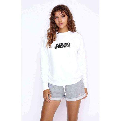 Alexandria Logo Baskılı Beyaz Kadın Sweatshirt