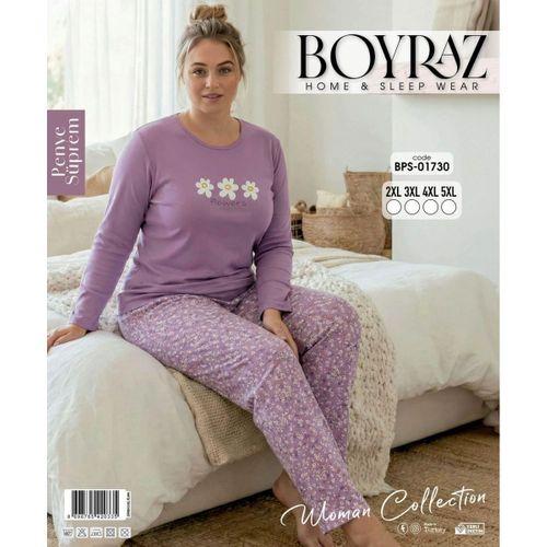 Boyraz Bps-01730 Kadın Battal Uzun Kollu Pijama Takımı