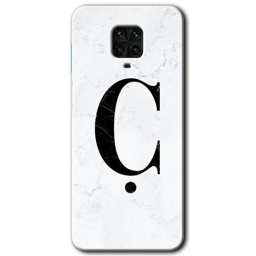 BeRa Aksesuar Xiaomi Redmi Note 9s Kılıf Baskılı Kapak - Beyaz Mermer Desenli Ç Harfi +Tam Kaplayan Mat Seramik