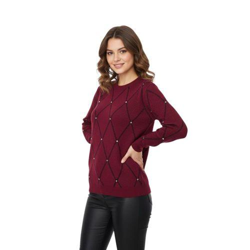 Kadın Sıfıryaka Yaka Baklava Dilim Taşlı Kazak BGL-ST05080