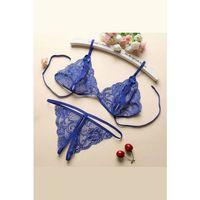 Kadın Mavi Dantelli Sütyen Külot Takımı