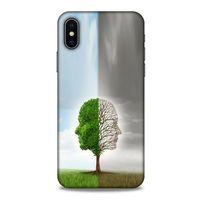 Apple iPhone XS Kılıf Depresyon (35) Fit Design Kılıf Toz Pembe Lacivert
