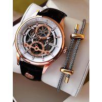 Raymond Nişan Ve Damatlara Özel Deri Kordon 2 Yıl Garantili Otomatik Erkek Kol Saati+Bileklik RMD.M7