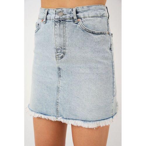 Püsküllü Mini Kot Etek 8051 - Mavi