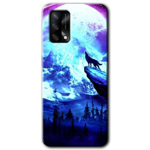 Oppo A74 Kılıf HD Desen Baskılı Arka Kapak + Temperli Cam - Mega Kurt