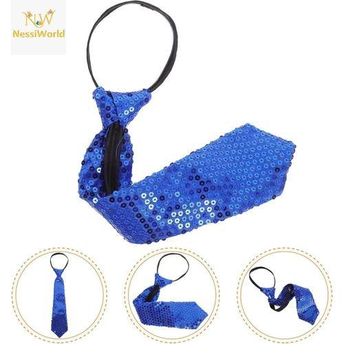 Mavi Pul Payetli Işıltılı Parti Kravatı 33 cm